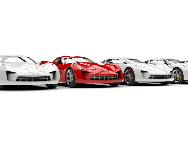 Gyönyörű modern szuper sport autó áll a sorban a fehér autók - Fotó, kép