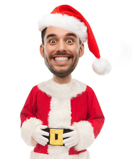 man in santa costume with funny face over white - Zdjęcie, obraz