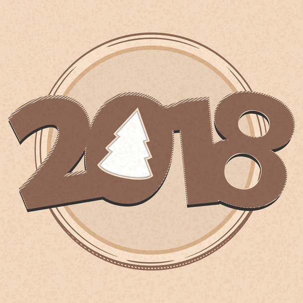 Año Nuevo 2018 fecha dibujo estilo sobre papel
 - Vector, Imagen