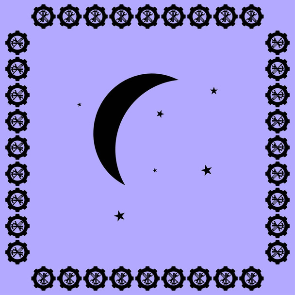 Ay ve yıldız düz simgesi - Vektör, Görsel