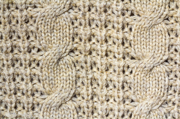 Texture de fond de tissu tricoté à motif beige en coton
 - Photo, image