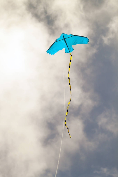 Cerf-volant volant contre le ciel bleu par une journée ensoleillée
 - Photo, image