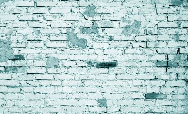 Patrón de pared de ladrillo envejecido en cian tonificado
 - Foto, imagen