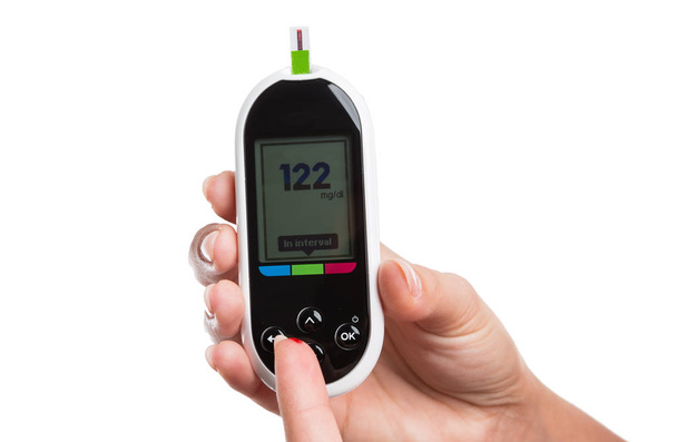 glukoosipitoisuuden mittaaminen tai tarkkailu digitaalisella glaukomeetalla
 - Valokuva, kuva