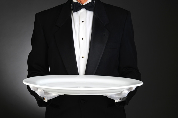 Waiter with Large White Tray - Photo, Image