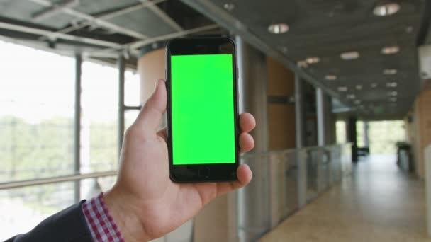 Una mano sosteniendo un teléfono con una pantalla verde
 - Metraje, vídeo