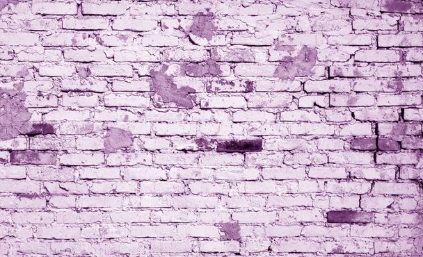 Old weathered brick wall pattern in violet tone - Photo, Image