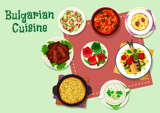 Cozinha búlgara ícone de menu de jantar para design de alimentos
 - Vetor, Imagem