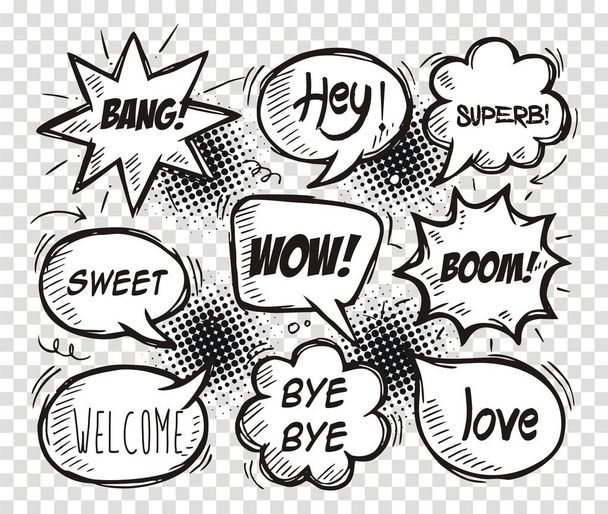Doodle of Comic Speech Bubbles - vector illustration - Photo, Image