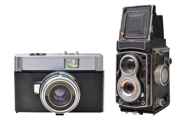 antike und alte Kameras weißer Hintergrund - Foto, Bild