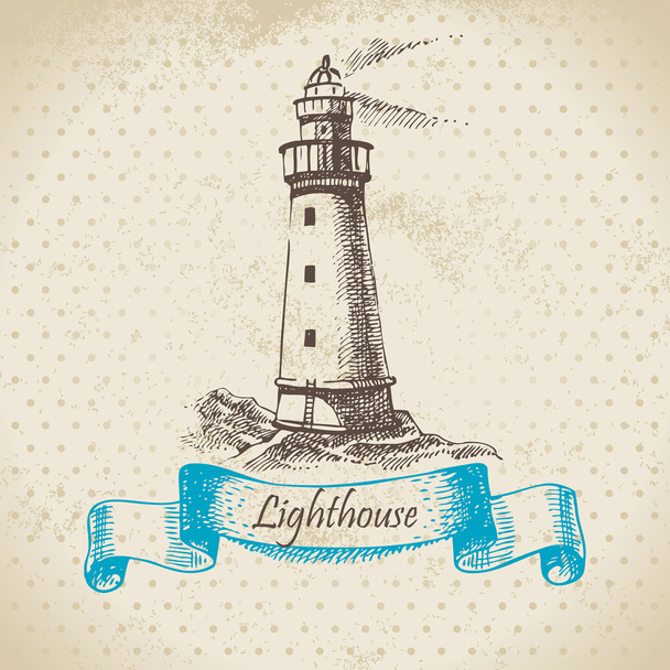 Lighthouse. Hand drawn illustration - Vector, Image