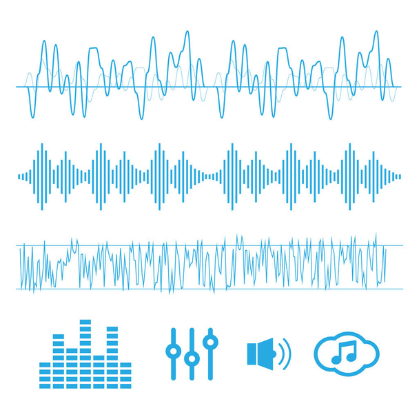 Vetor de ondas sonoras. Sinal de ondas sonoras e símbolo em estilo plano - Vetor, Imagem