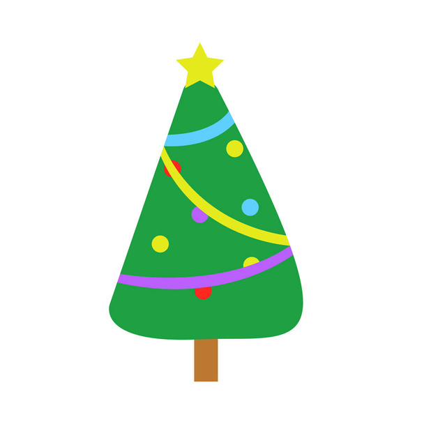 Fully Decorated Cartoon Christmas Tree - Vector, afbeelding