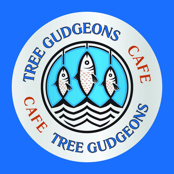Гуджонські риби як шаблон логотипу ресторану кафе морепродуктів
. - Вектор, зображення