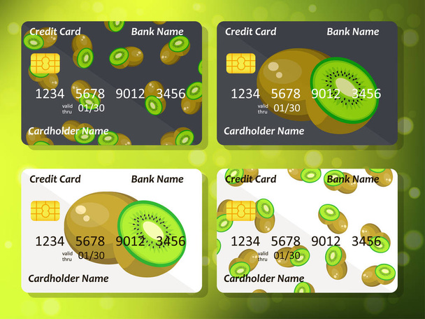 Banka kredi kartı tasarım tatlı kivi ile - Vektör, Görsel
