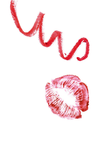 Beautiful red trail of red lips - Photo, Image