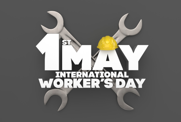 1 May Labor day. International worker's day. 3D illustrating. - Photo, Image