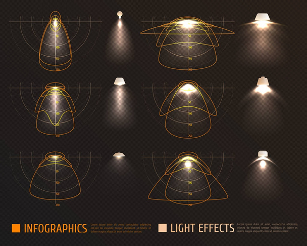 光の効果のインフォ グラフィック - ベクター画像