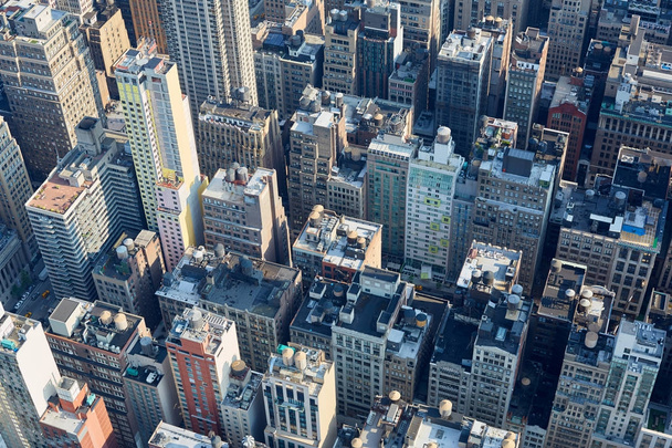 ニューヨーク市マンハッタンの高層ビルと空中クリアな視界 - 写真・画像
