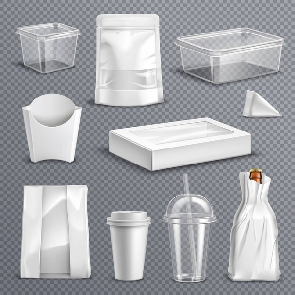 Food Packaging Realistic Transparent set - Vector, Image