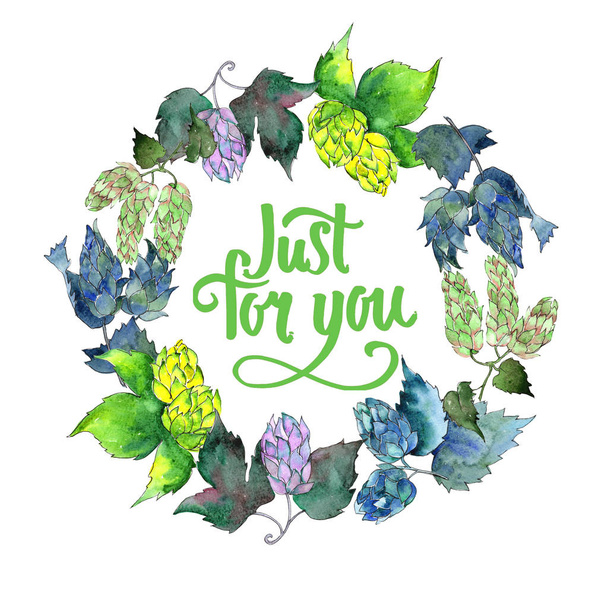 Wildflower hops flower wreath in a watercolor style. - Fotografie, Obrázek