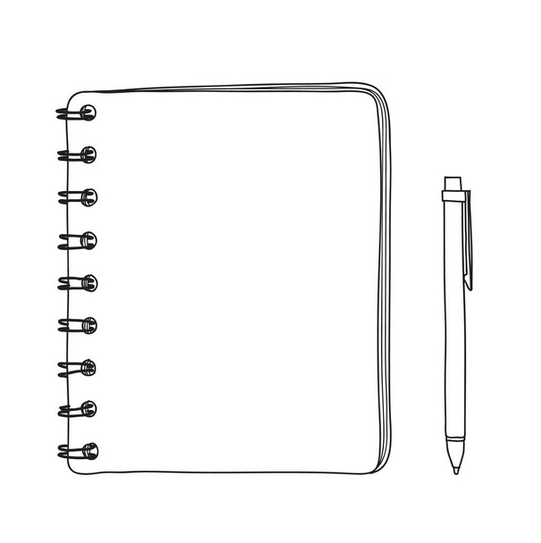 quaderno e penna disegnato a mano linea vettoriale arte illustrazione
 - Vettoriali, immagini