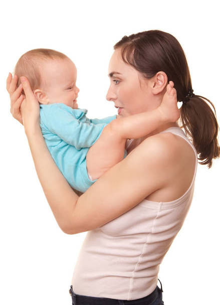 Картина матері, що тримає дитину ізольовано на білому
 - Фото, зображення
