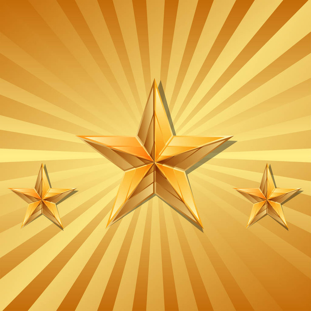 3 金の星のベクトル イラスト - ベクター画像