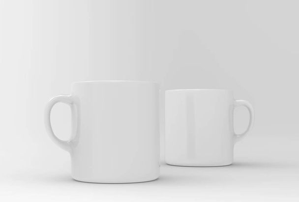 柔らかい白い背景のモックアップのマグカップ。3 d イラスト - 写真・画像