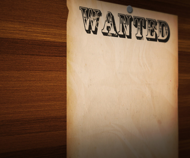 Blank Wanted Poster on Wooden Wall - Zdjęcie, obraz