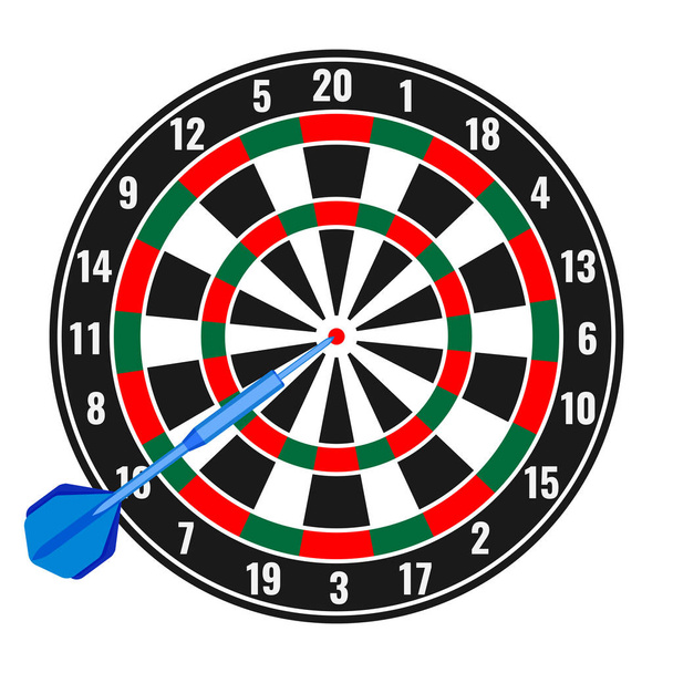 Dartboard with small missile arrow in goal realistic vector - Διάνυσμα, εικόνα