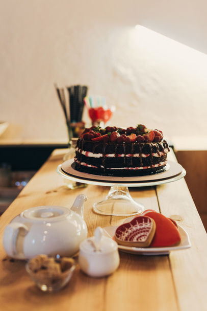 chocolate cake with fruits  - Photo, Image
