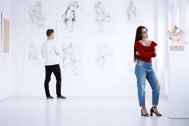 Two people in art museum - Photo, Image