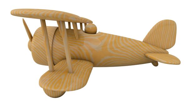 Holzspielzeugflugzeug. 3D-Darstellung - Foto, Bild