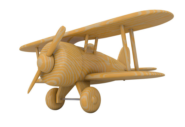 Holzspielzeugflugzeug. 3D-Darstellung - Foto, Bild