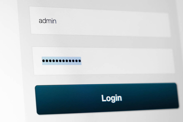 Login and password fields on screen - Photo, image
