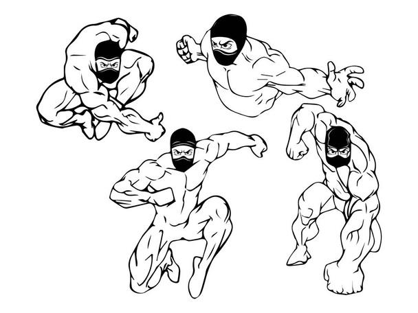 Conjunto de contorno Ninja
. - Vector, imagen