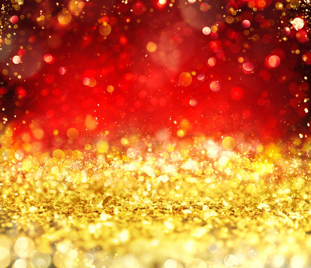Christmas glowing gold and red background - Photo, Image