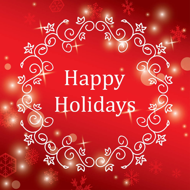 tarjeta de felicitación roja para Navidad con copos de nieve - vector felices fiestas
 - Vector, Imagen