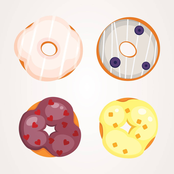 Catoon donut with glaze vector illustration isolated. - Vector, Imagen