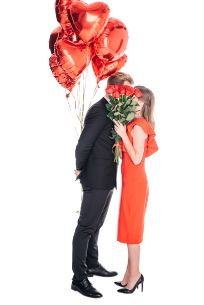 couple with roses and balloons - Fotó, kép