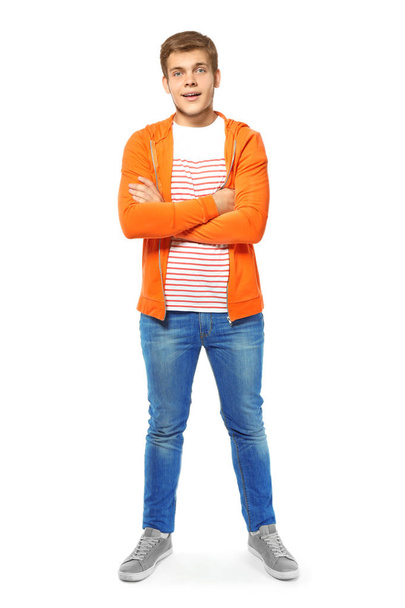 Teenager boy in casual clothes on white background - Foto, Imagen