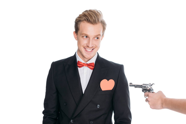 стильный мужчина и револьвер
 - Фото, изображение