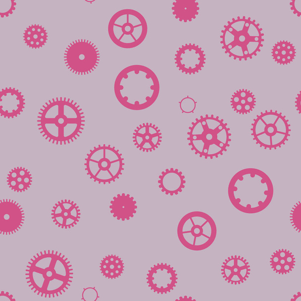 Seamless pattern with gear. Pink gears on a gray background. Vector illustration - Vector, Image