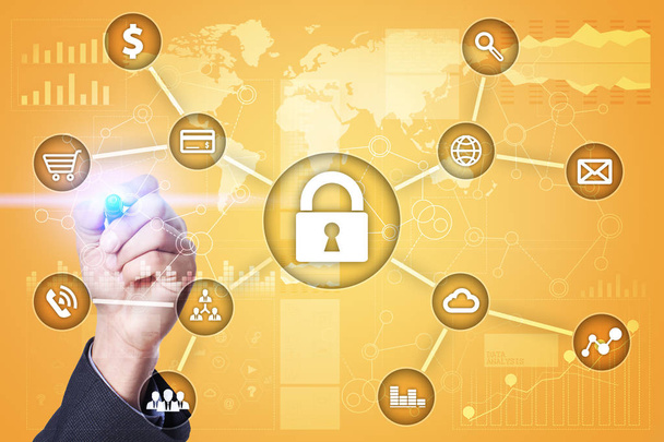 サイバー セキュリティ、データ保護、情報の安全性と暗号化. - 写真・画像
