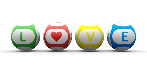 Balls with color lettering Love - Photo, Image