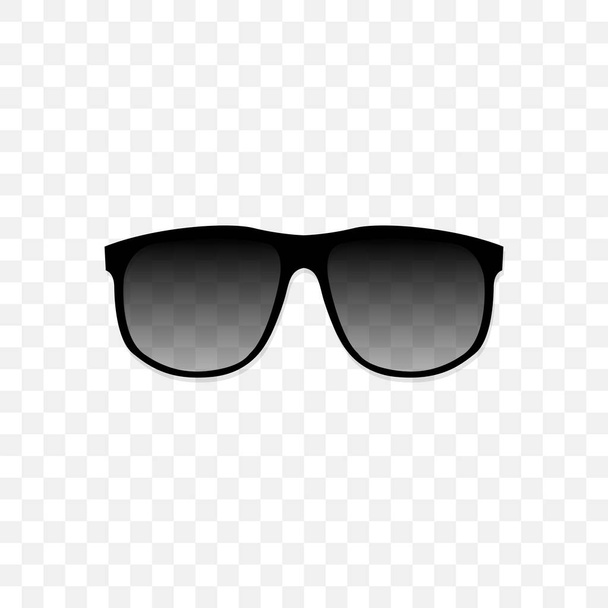 Realistische Sonnenbrille mit durchscheinendem schwarzen Glas auf transparentem Hintergrund. Schutz vor Sonne und UV-Strahlen. Mode Accessoire Vektor Illustration. - Vektor, Bild