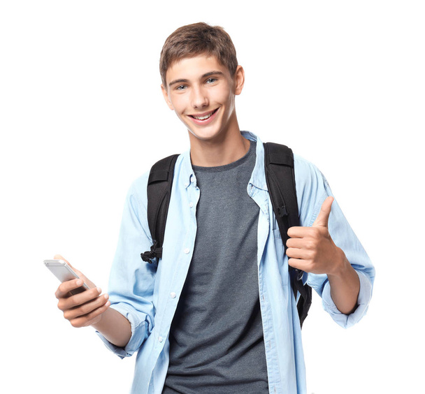Teenager boy with mobile phone  - Fotoğraf, Görsel