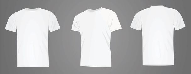 White classic t shirt. front, back and side view, vector - Vector, Image