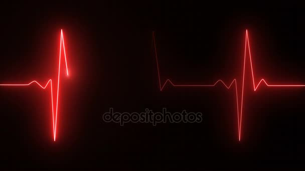 Cardiogram cardiograph oscilloscope screen red - Footage, Video